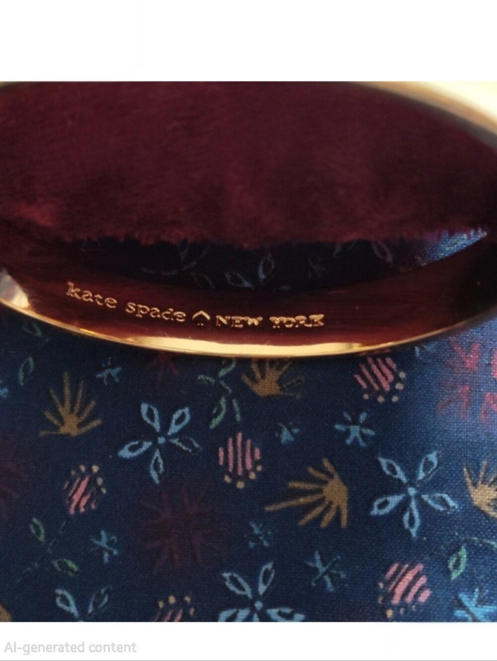 kate spade Cream Enamel Bangle with Gold Spade Accents, Like New - Picture 3 of 3